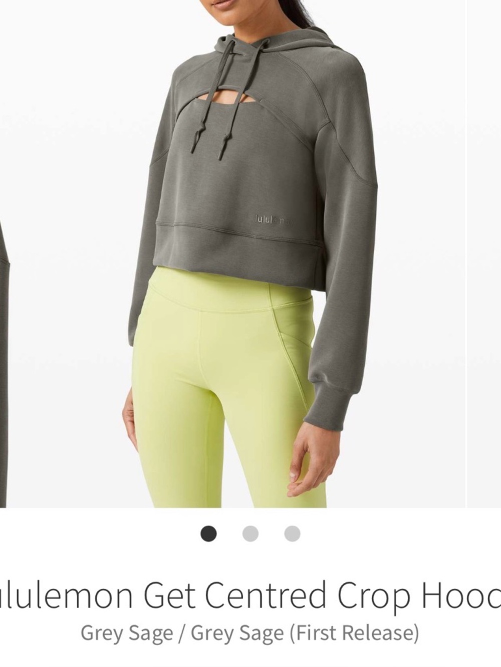 Lululemon Get Centred Crop Hoodie Grey Sage / Grey Sage (First Release)